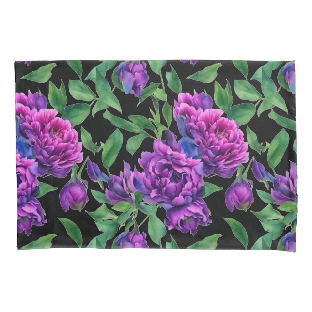 Romantische lila magenta rosa Aquarellbäume Kissenbezug (Vorderseite)