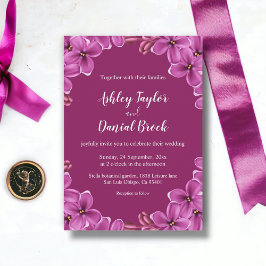 Romantische Lila Orchideen-Rose Sommerblumenhochze Einladung