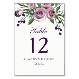 Romantische Lila Pflaumenblütenhochzeit-Tischnumme Tischnummer