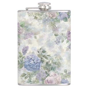 Romantische lila rosa Blumen Brautjungfer Geschenk Flachmann