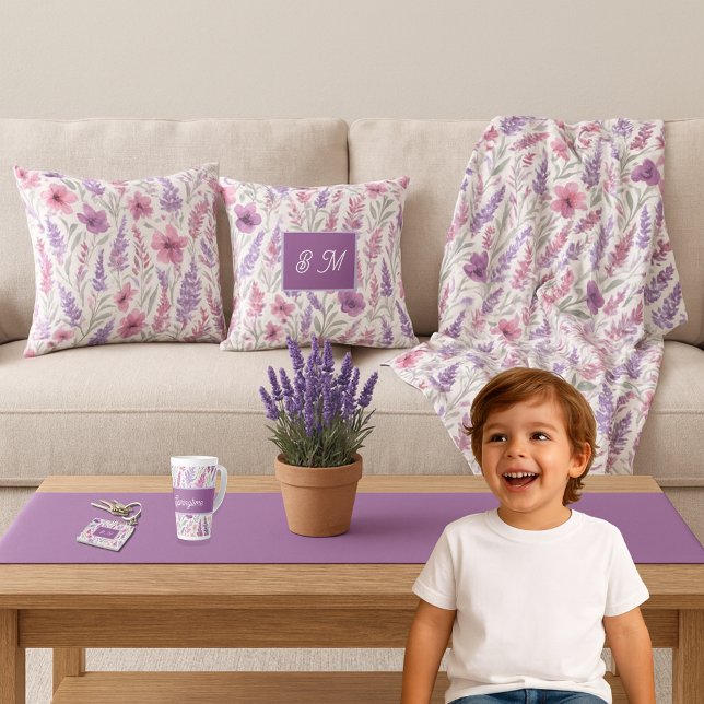 Romantische lila rosa Pastel Botanischer Frühlings Fleecedecke (Von Creator hochgeladen)