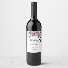 Romantische Lila Rose Blumenstrauß Weinkarte Weinetikett