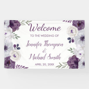 Romantische Lila Silberhochzeit Banner