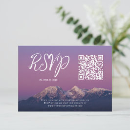 Romantische lila Sonnenuntergang Schneeberge Hochz RSVP Karte