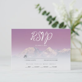 Romantische lila Sonnenuntergang Schneeberge Hochz RSVP Karte