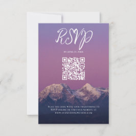 Romantische lila Sonnenuntergang Schneeberge Hochz RSVP Karte