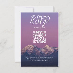 Romantische lila Sonnenuntergang Schneeberge Hochz RSVP Karte
