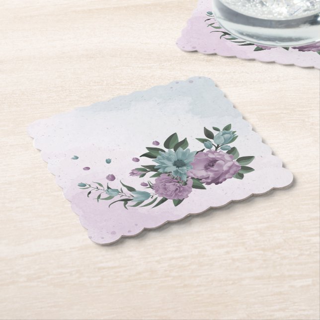 romantische lila und blaue Blumen Untersetzer (angewinkelt)
