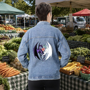 Romantische lila weiße Fantasy-Drachen Liebe Blau Jeansjacke