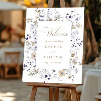 Romantische lila weiße Gold-Blumen-Hochzeitsbegrüß