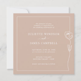 Romantische Line Rose Square Hochzeitseinladung Einladung