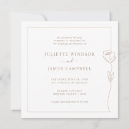 Romantische Line Rose Square Hochzeitseinladung Einladung