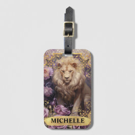 Romantische Lion und Lila Rose Fantasie Gepäckanhänger