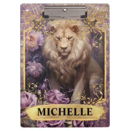 Romantische Lion und Lila Rose Fantasie Klemmbrett