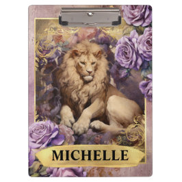 Romantische Lion und Lila Rose Fantasie Klemmbrett