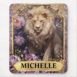 Romantische Lion und Lila Rose Fantasie Mousepad