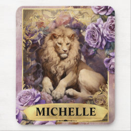Romantische Lion und Lila Rose Fantasie Mousepad