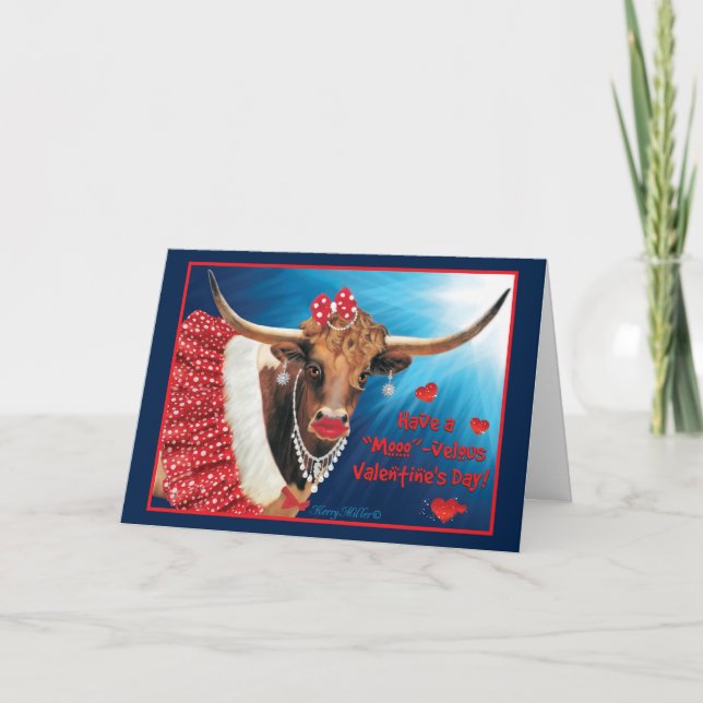 Romantische Longhorn Kuh Valentine Karte (Vorderseite)