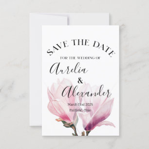 Romantische Magnolia Wasserfarbenhochzeit retten d Einladung