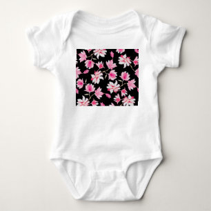 Romantische Magnolien: Schwarzes Wasser Baby Strampler