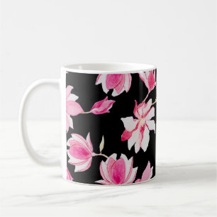 Romantische Magnolien: Schwarzes Wasser Kaffeetasse
