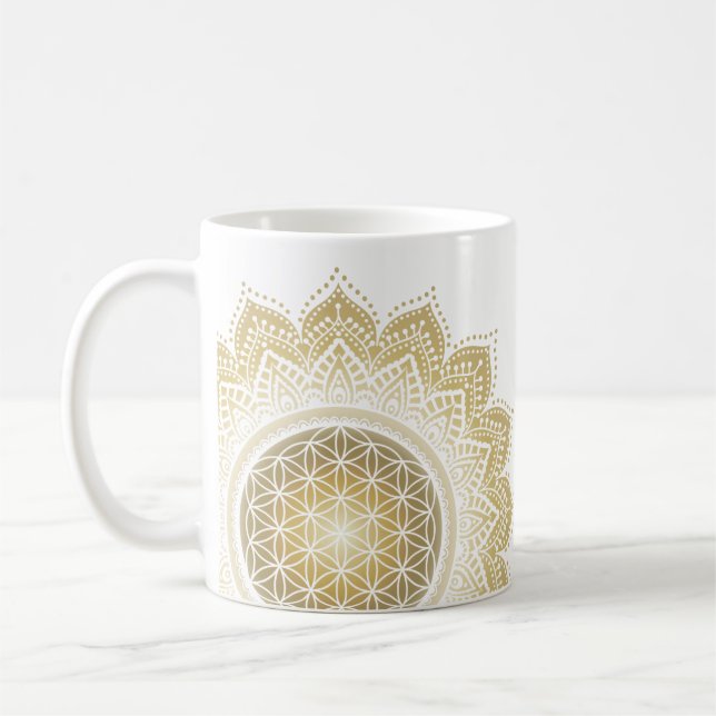 Romantische Mandala Blume des Lebens Kaffeetasse (Links)