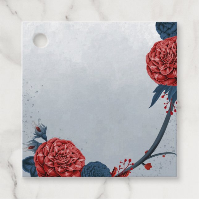 Romantische Marine und burgundische Blume bevorzug Geschenkanhänger (Vorderseite)