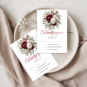 Romantische Marsala Florale Eukalyptus Hochzeit RS RSVP Karte