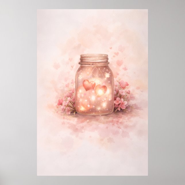 Romantische Mason-Jar-Herzen Poster (Vorne)