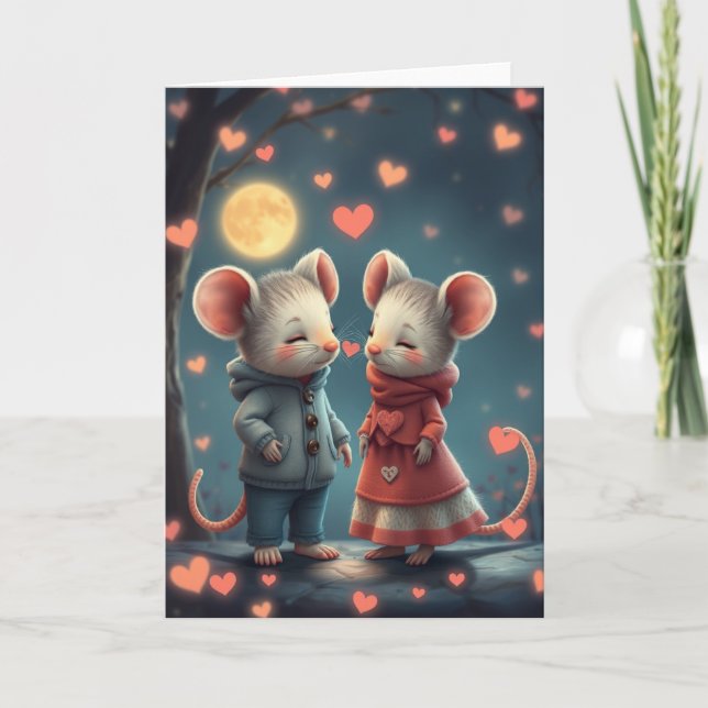 Romantische Mauskarte Dankeskarte (Vorderseite)