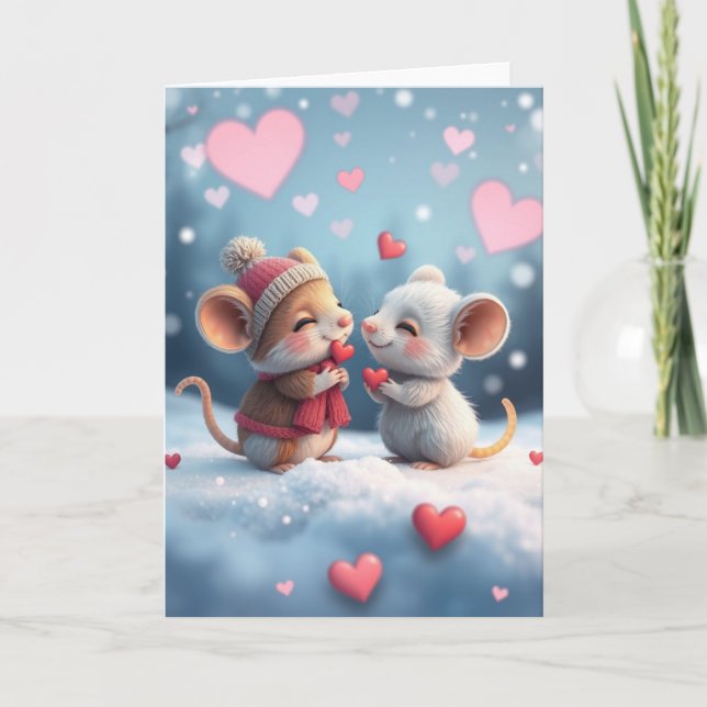 Romantische Mauskarte Dankeskarte (Vorderseite)