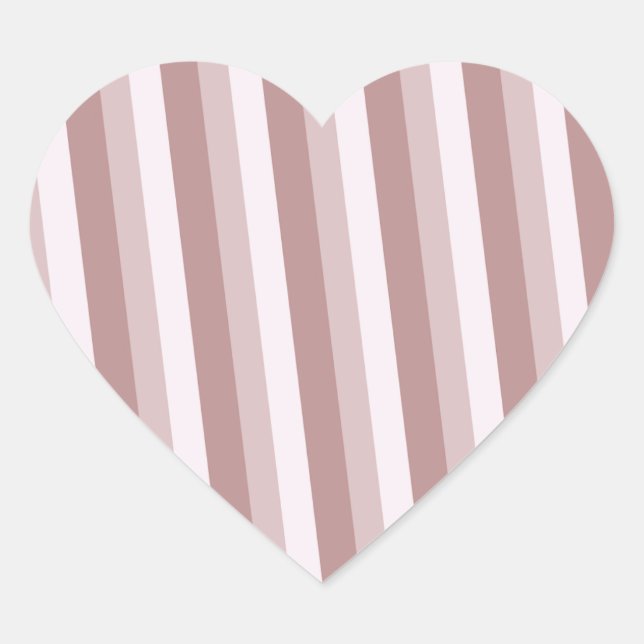 Romantische Mauve und blassrosa Streifen Herz-Aufkleber (Vorderseite)
