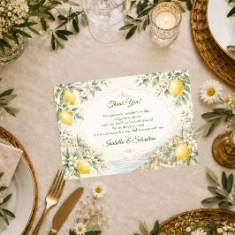 Romantische mediterrane Hochzeit Dankeskarte
