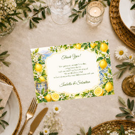 Romantische mediterrane Hochzeit Dankeskarte