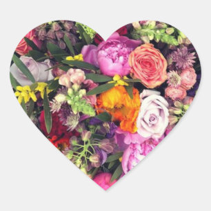 Romantische mehrfarbige Hochzeit der Flora Herz-Aufkleber