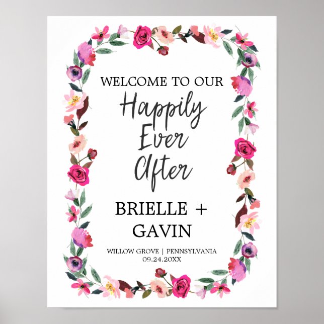 Romantische Messe "Happily Ever After" Hochzeit Poster (Vorne)