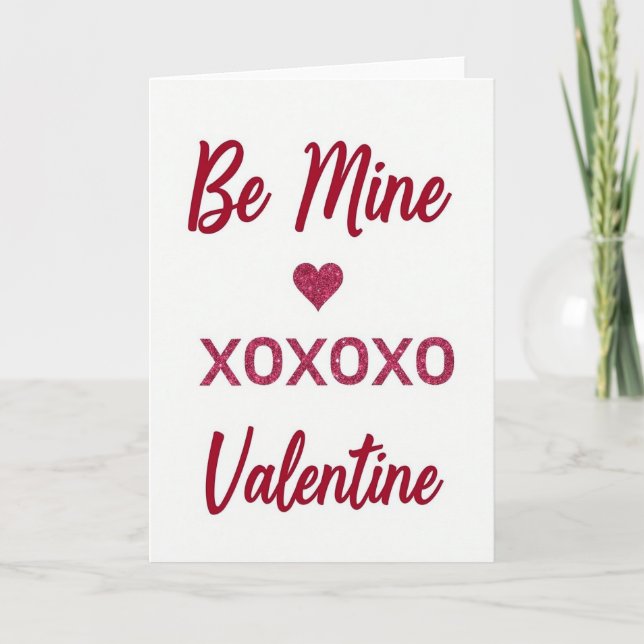 Romantische Minimalist Be Mine Karte (Vorderseite)