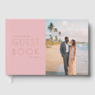 Romantische Minimalistische Foto in Rosa Gästebuch