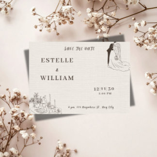 Romantische Minimalistische Hochzeit - Save-the-Da Save The Date