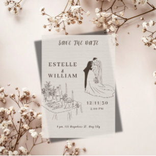 Romantische Minimalistische Hochzeit - Save-the-Da Save The Date