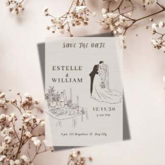 Romantische Minimalistische Hochzeit - Save-the-Da Save The Date