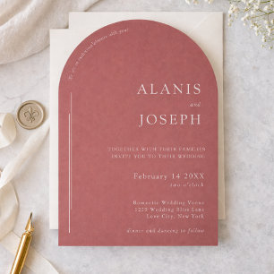 Romantische Minimalistische Kupfer-Rost-Hochzeit Einladung