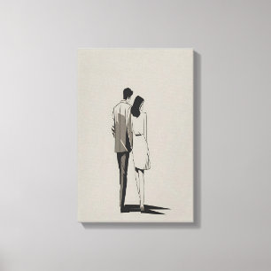 Romantische Minimalistische Linien Kunst Leinwanddruck