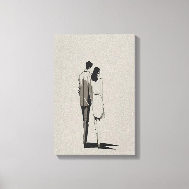 Romantische Minimalistische Linien Kunst Leinwanddruck (Vorderseite)