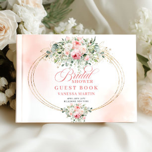 Romantische Minimalistische Rosa Florale Babyparty Gästebuch