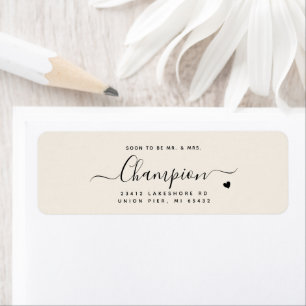 Romantische Minimalistische Script Cream Color Wed