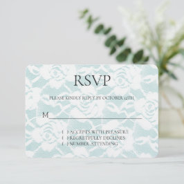 Romantische Minze White Roses Blumenhochzeit RSVP Karte
