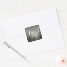 Romantische Misty Forest Themed Script-Liebe Hochz Quadratischer Aufkleber