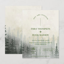 Romantische Misty Forest Watercolor Trees Wedding