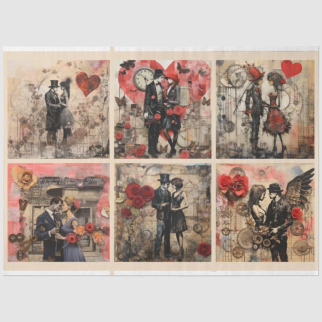 Romantische Mixed Media Hintergrund - Valentine Seidenpapier (Vorderseite)
